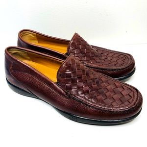 EUC Nunn Bush Woven brown Leather Loafers shoes 10